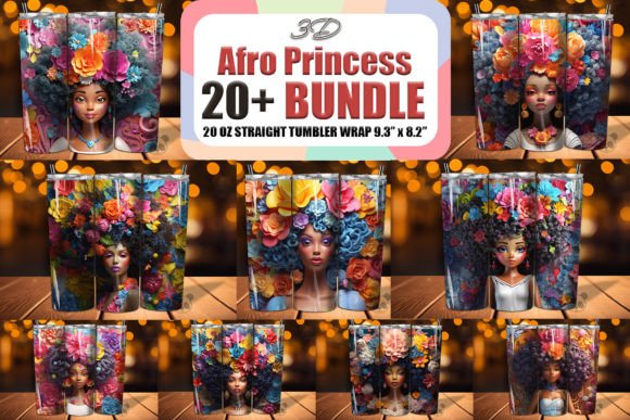 3D Afro Princess Tumbler Wrap Bundle: A Crafted Touch for Local Branding