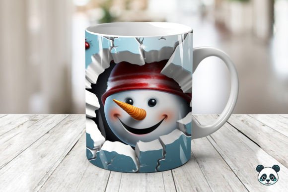 3D Funny Snowman Mug Wrap for Crafty Blog Design