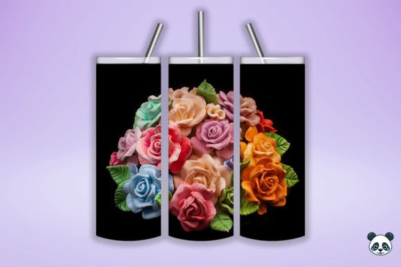 3D Rose Bouquet Tumbler Wrap 3 for Branding & Packaging Design