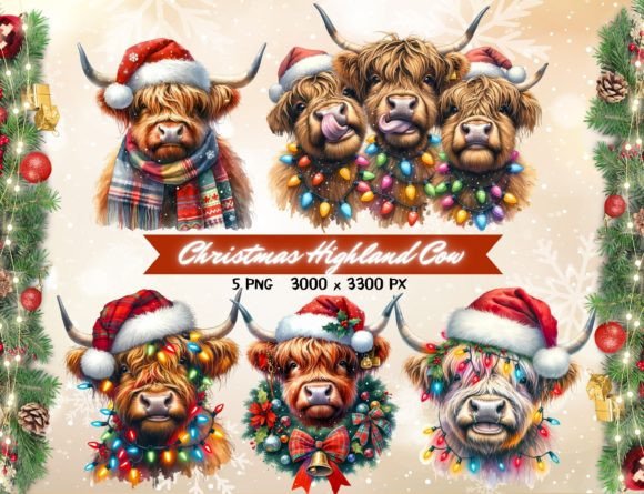 5 Christmas Highland Cow Png, Farm Png for Crafts: A Visual Review for Bloggers & Digital Publishers