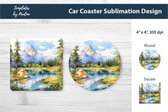 Camping Car Coaster Design for Print Templates & Craft Projects