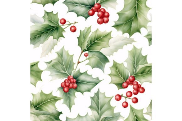 Christmas Holly Leaves Seamless Pattern for Crafters & Handmade Sellers
