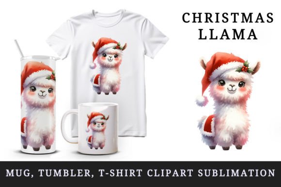Christmas Llama Tumbler Mug Wrap Clipart for Crafts & Digital Product Sellers