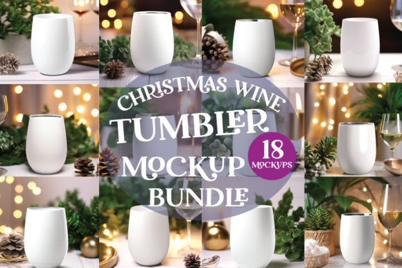 Christmas Wine Tumbler Mockup Bundle for Cozy Holiday Crafts