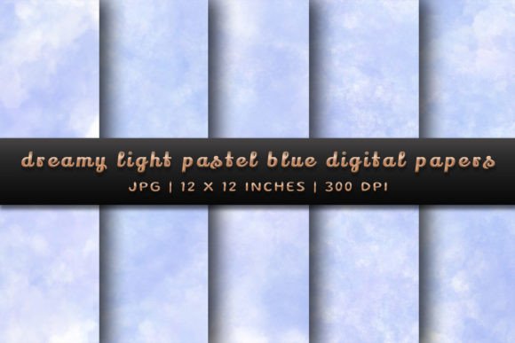 Dreamy Light Pastel Blue Digital Papers for Handmade Business Backgrounds