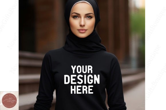 Gildan 1800 Hijab Sweatshirt Mockup 11 for Hoodies & Craft Design Projects