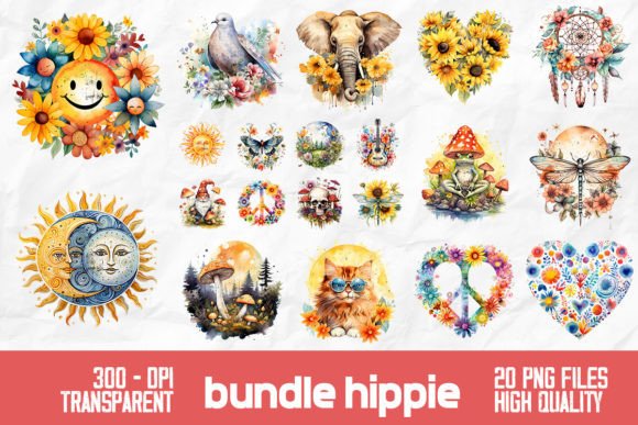 Hippie Wild Flowers Bundle Design: A Fresh Touch for T-Shirt Branding and Local Business Visuals