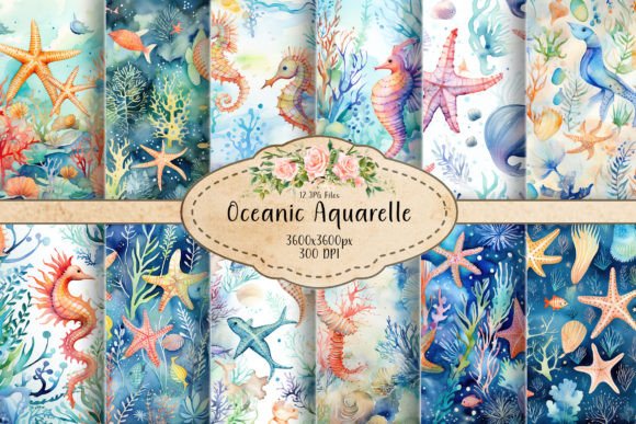 Oceanic Aquarelle Backgrounds for Modern Branding and Marketing Visuals