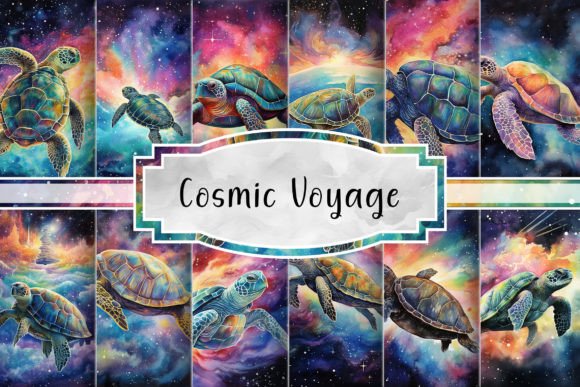 Sea Turtle's Surreal Journey Backgrounds for Crafting Magic