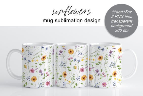 Sunflower, Wild Flowers, Mug Sublimation