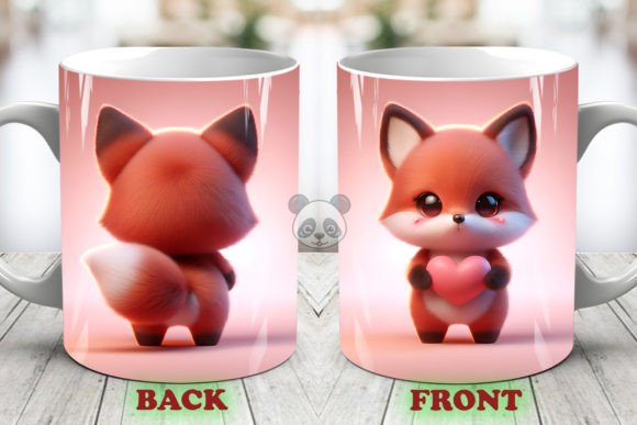 Valentine Fox 3D Mug Wrap for Crafts & Creative Branding