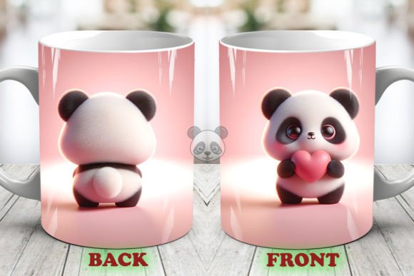 Valentine Panda 3D Mug Wrap for Crafts Branding