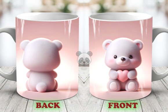 Valentine Polar Bear 3D Mug Wrap for Crafts & Creative Design Projects