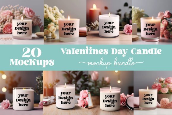 Valentines Day Candle Mockup Bundle: Romantic Design for Brand Campaigns
