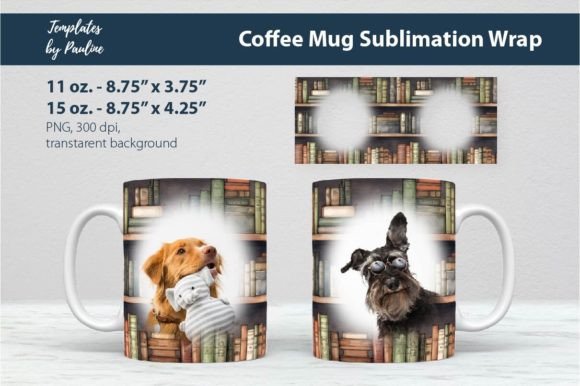 Vintage Books Photo Mug Wrap Template for Print Templates Sellers