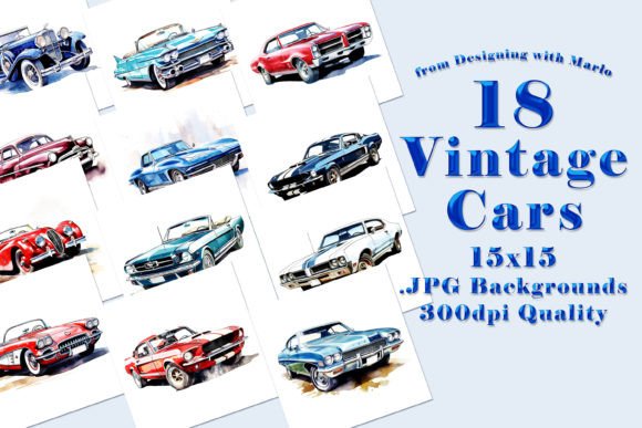 Vintage Classic Cars 15x15 Backgrounds