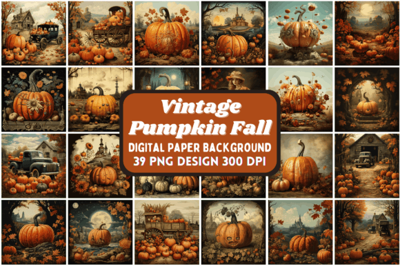 Vintage Pumpkin Fall Background for Seasonal Branding and Marketing Visuals