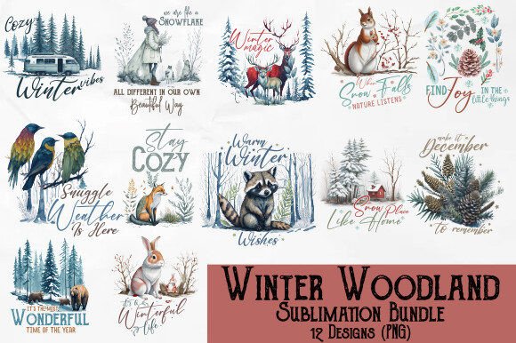 Winter Woodland PNG Sublimation Bundle: A Crafts Lover’s Dream for Blog & Editorial Design